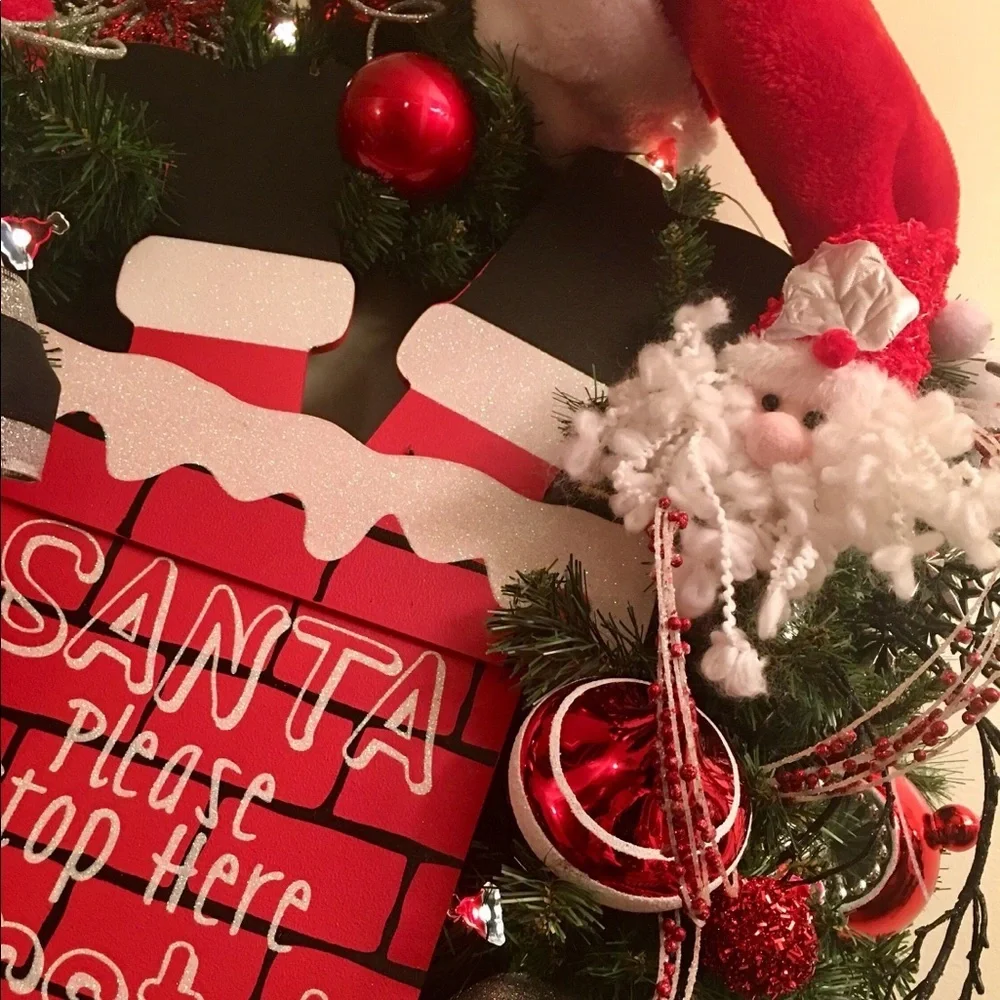 Unique Fun Red Designer Santa Christmas Wreath